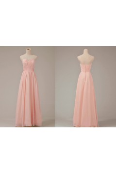 A-Line Sweetheart Long Pink Chiffon Bridesmaid Dresses/Evening Dresses BD010631