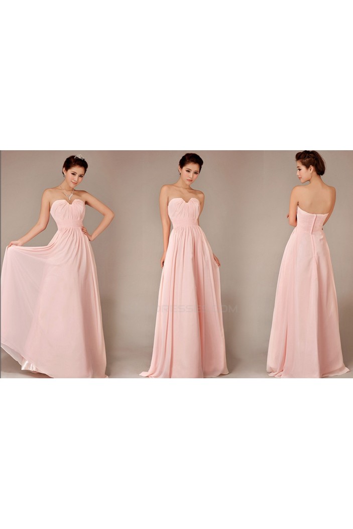 A-Line Sweetheart Long Pink Chiffon Bridesmaid Dresses/Evening Dresses BD010631