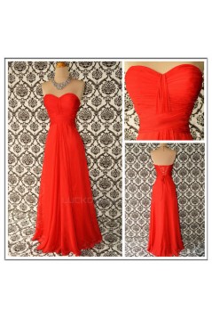A-Line Sweetheart Long Red Chiffon Bridesmaid Dresses/Evening Dresses BD010644