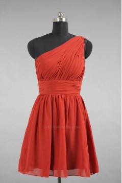 A-Line One-Shoulder Short Chiffon Bridesmaid Dresses/Evening Dresses BD010648
