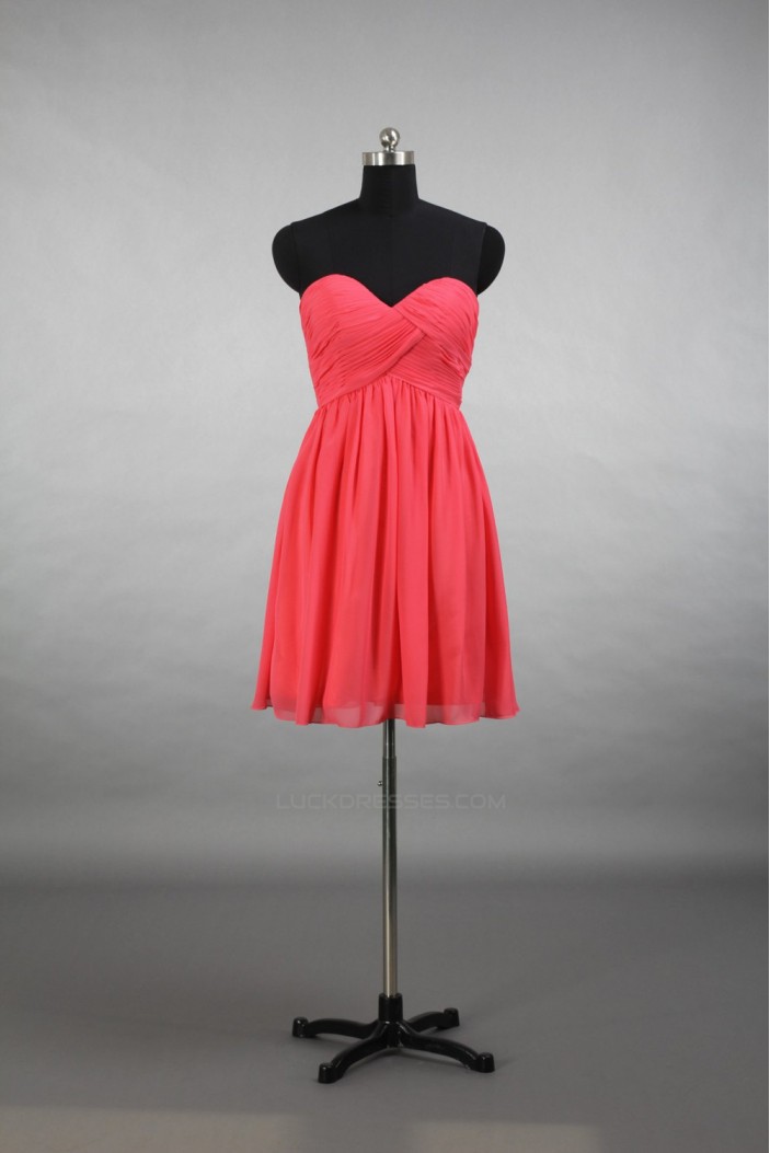 A-Line Sweetheart Short Chiffon Bridesmaid Dresses/Evening Dresses BD010649