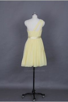 A-Line One-Shoulder Short Chiffon Bridesmaid Dresses/Evening Dresses BD010652