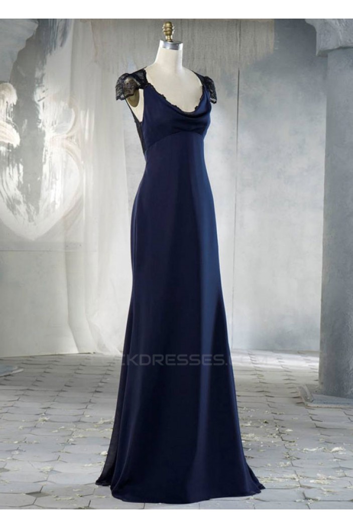 Sheath Cap Sleeve Long Chiffon and Lace Bridesmaid Dresses/Evening Dresses BD010659