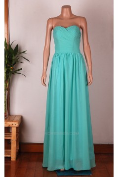 A-Line Sweetheart Long Blue Chiffon Bridesmaid Dresses/Wedding Party Dresses BD010674