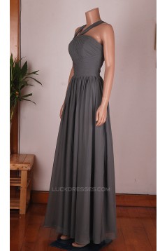 A-Line Long Grey Chiffon Bridesmaid Dresses/Wedding Party Dresses BD010677