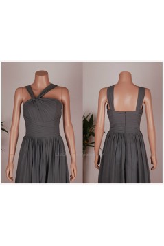 A-Line Long Grey Chiffon Bridesmaid Dresses/Wedding Party Dresses BD010677