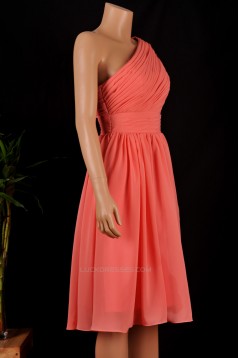 A-Line One-Shoulder Short Chiffon Bridesmaid Dresses/Wedding Party Dresses BD010685