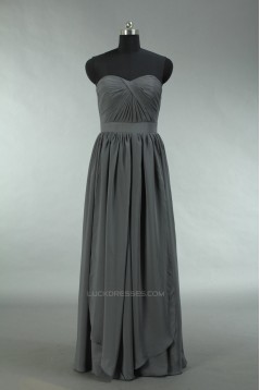 A-Line Long Grey Chiffon Bridesmaid Dresses/Wedding Party Dresses BD010695