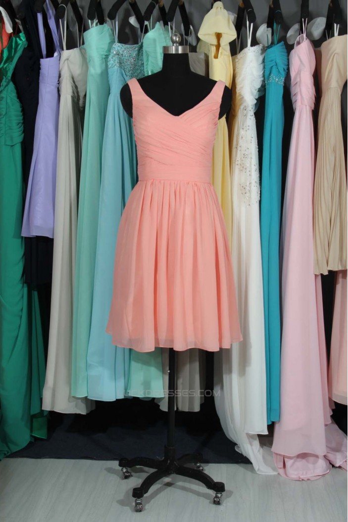 A-Line V-Neck Short Chiffon Bridesmaid Dresses/Wedding Party Dresses BD010700