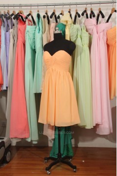 A-Line Sweetheart Short Yellow Chiffon Bridesmaid Dresses/Wedding Party Dresses BD010705