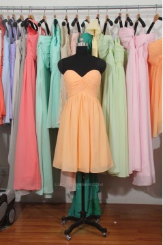 A-Line Sweetheart Short Yellow Chiffon Bridesmaid Dresses/Wedding Party Dresses BD010705
