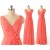 A-Line V-Neck Long Watermelon Chiffon Bridesmaid Dresses/Wedding Party Dresses BD010710