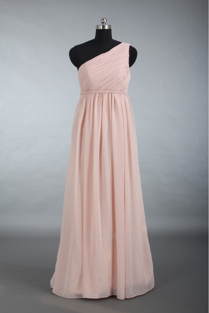 Empire One-Shoulder Long Chiffon Bridesmaid Dresses/Wedding Party Dresses/Maternity Dresses BD010711