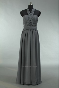 A-Line Sweetheart Halter Long Grey Chiffon Bridesmaid Dresses/Wedding Party Dresses BD010720