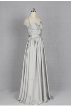 A-Line Sweetheart Cap Sleeve Long Grey Chiffon Bridesmaid Dresses/Evening Dresses BD010721