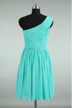 A-Line One-Shoulder Short Blue Chiffon Bridesmaid Dresses/Wedding Party Dresses BD010723