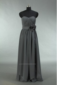 A-Line Sweetheart Long Grey Chiffon Bridesmaid Dresses/Wedding Party Dresses BD010731