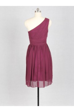 A-Line One-Shoulder Short Chiffon Bridesmaid Dresses/Wedding Party Dresses BD010738