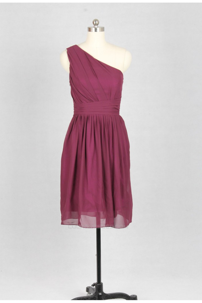 A-Line One-Shoulder Short Chiffon Bridesmaid Dresses/Wedding Party Dresses BD010738
