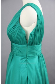 A-Line V-Neck Long Green Chiffon Bridesmaid Dresses/Wedding Party Dresses BD010749