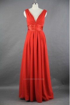 A-Line V-Neck Long Chiffon Bridesmaid Dresses/Wedding Party Dresses BD010754
