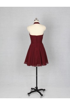 A-Line Halter Short Chiffon Bridesmaid Dresses/Wedding Party Dresses BD010756