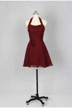 A-Line Halter Short Chiffon Bridesmaid Dresses/Wedding Party Dresses BD010756