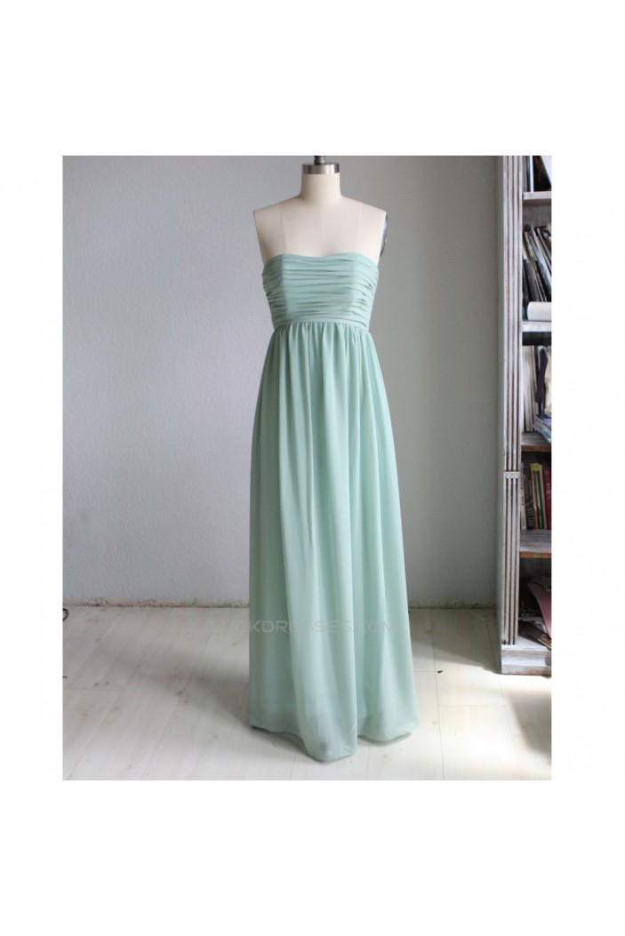 A-Line Strapless Long Chiffon Bridesmaid Dresses/Wedding Party Dresses BD010758