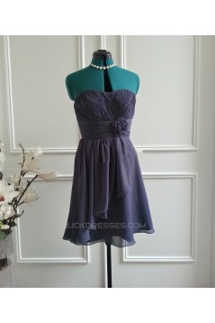 A-Line Strapless Short Chiffon Bridesmaid Dresses/Wedding Party Dresses BD010771