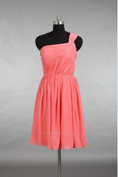 A-Line One-Shoulder Short Chiffon Bridesmaid Dresses/Evening Dresses BD010789