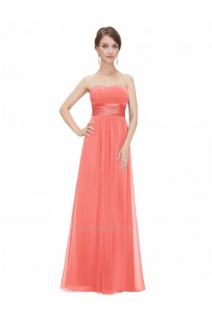 A-Line Strapless Long Chiffon Bridesmaid Dresses/Evening Dresses BD010796