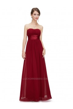 A-Line Strapless Long Chiffon Bridesmaid Dresses/Evening Dresses BD010796