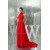A-Line High-Neck Sleeveless Ruffles Long Red Chiffon Bridesmaid Dresses 02010012
