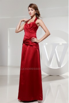 Criss Cross Floor-Length A-Line Halter Sleeveless Long Red Best Bridesmaid Dresses 02010020