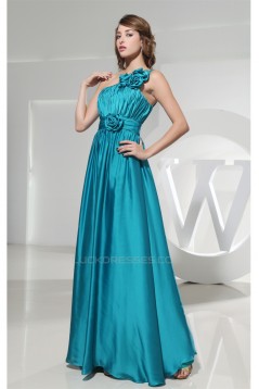 Elastic Woven Satin Floor-Length One-Shoulder Best Bridesmaid Dresses 02010023