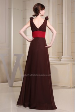 Elegant Sleeveless Chiffon Silk like Satin V-Neck Bridesmaid Dresses 02010026