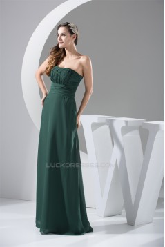 A-Line Floor-Length Chiffon Ruched Sleeveless Long Bridesmaid Dresses 02010031