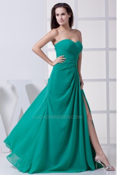 Floor-Length Chiffon Beading Long Green Bridesmaid Dresses 02010033
