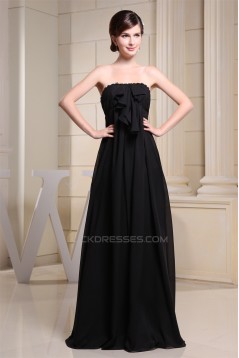 Empire Strapless Long Black Chiffon Maternity Bridesmaid Evening Dresses 02010034