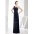 Floor-Length Strapless Sheath/Column Long Navy Blue Chiffon Bridesmaid Dresses 02010048