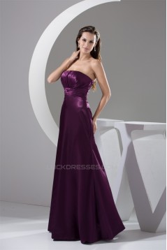 A-Line Sleeveless Floor-Length Strapless Pleats Long Bridesmaid Dresses 02010049