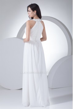 Halter Sheath/Column Sleeveless Floor-Length Best Long White Bridesmaid Dresses 02010058