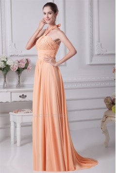Halter Sleeveless Beading Chiffon Long Bridesmaid Dresses 02010059