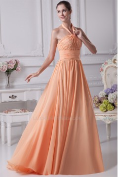 Halter Sleeveless Beading Chiffon Long Bridesmaid Dresses 02010059
