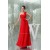 One-Shoulder A-Line Chiffon Sleeveless Draped Best Long Red Bridesmaid Dresses 02010064