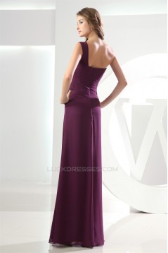 One-Shoulder A-Line Ruffles Sleeveless Floor-Length Long Bridesmaid Dresses 02010065