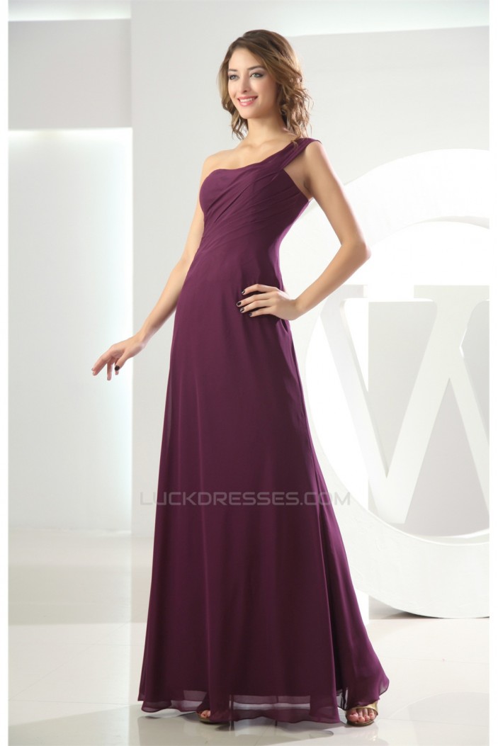 One-Shoulder A-Line Ruffles Sleeveless Floor-Length Long Bridesmaid Dresses 02010065