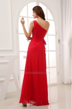 One-Shoulder Sheath/Column Sleeveless Ruffles Chiffon Long Bridesmaid Dresses 02010066