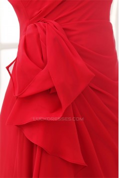 One-Shoulder Sheath/Column Sleeveless Ruffles Chiffon Long Bridesmaid Dresses 02010066