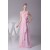 One-Shoulder Chiffon A-Line Long Pink Beaded Bridesmaid Dresses 02010067